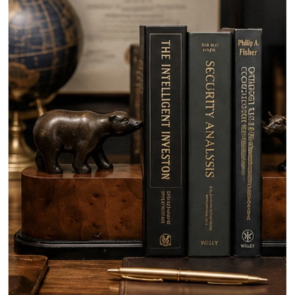 Vintage Wall Street Bookend Financial Market Office Decor Bear Side